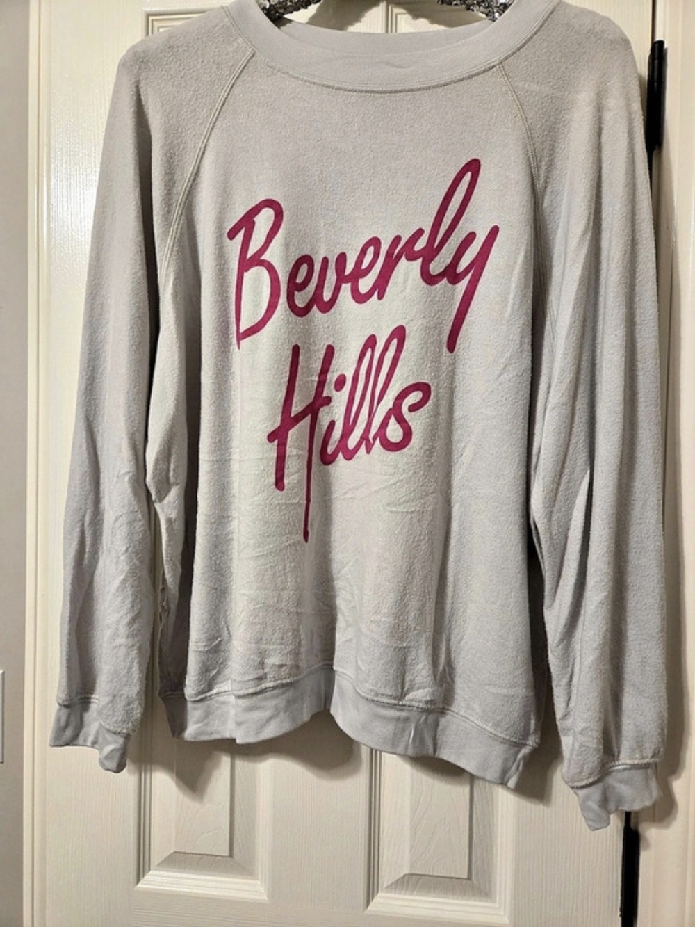 Buddy Love Beverly Hills Graphic Sweatshirt in Gray & Pink Like New
